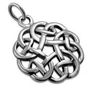 Small Round Solid Silver Celtic Pendant, pn599